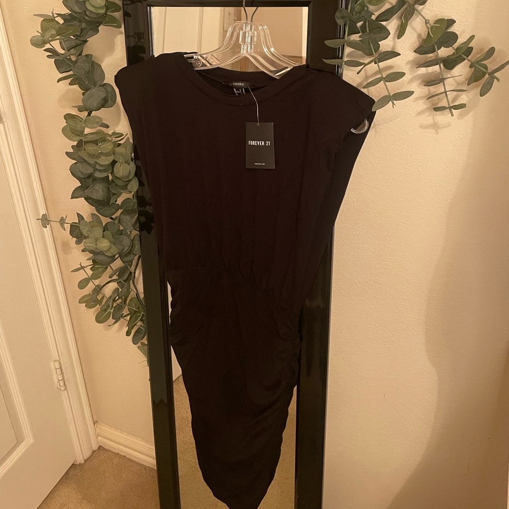 NWT Forever 21 Black Ruched Black Dress